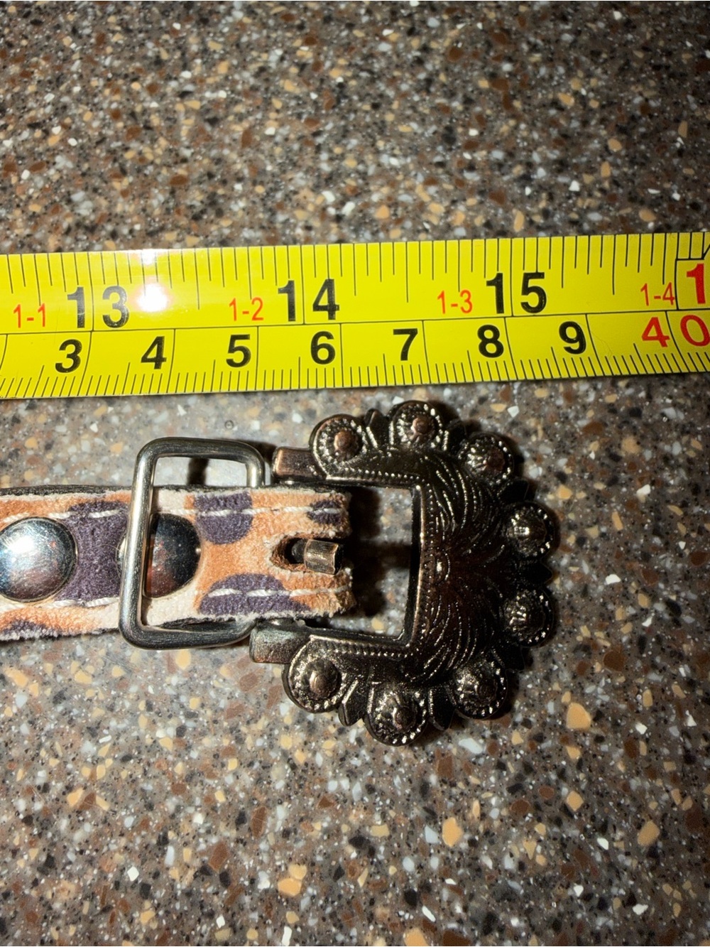 Western Dog collar animal print suede leather 14” fits 12”